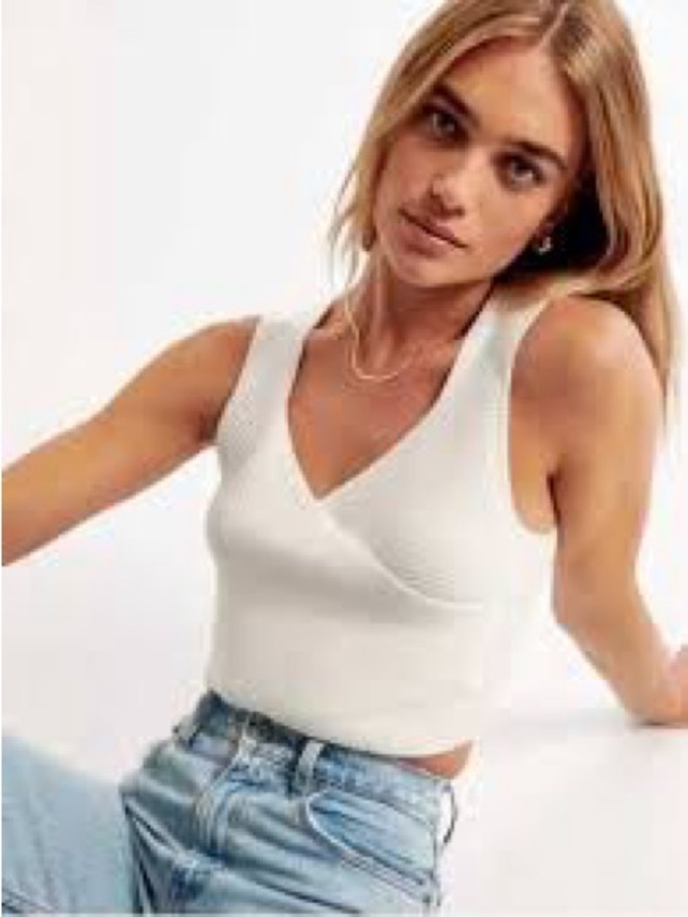 Abercrombie & Fitch LuxeLoft V-Neck Ribbed Wrap Sweater Tank
